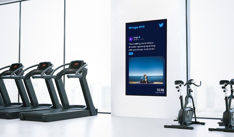 digital signage social twitter gym